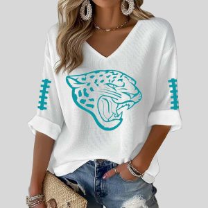 Jaguars Duuuval Casual Football Print Waffle Long Sleeve T shirt
