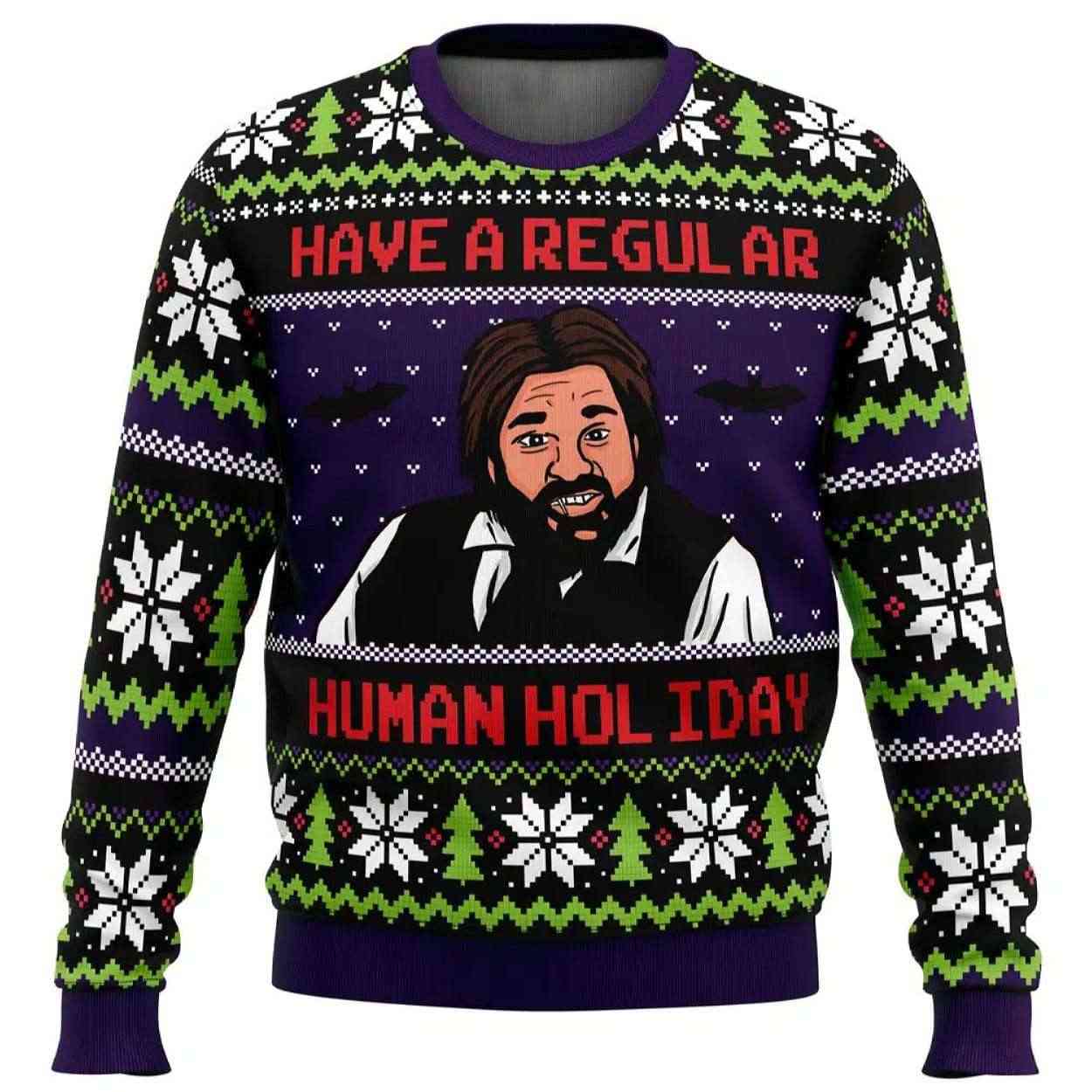 Regular Human Holiday What We Do In The Shadows Ugly Christmas Sweater Regular Human Holiday What We Do In The Shadows Ugly Christmas Sweater