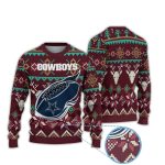 2025 Reindeer Pattern Cowboys Football Logo Ugly Christmas Sweater