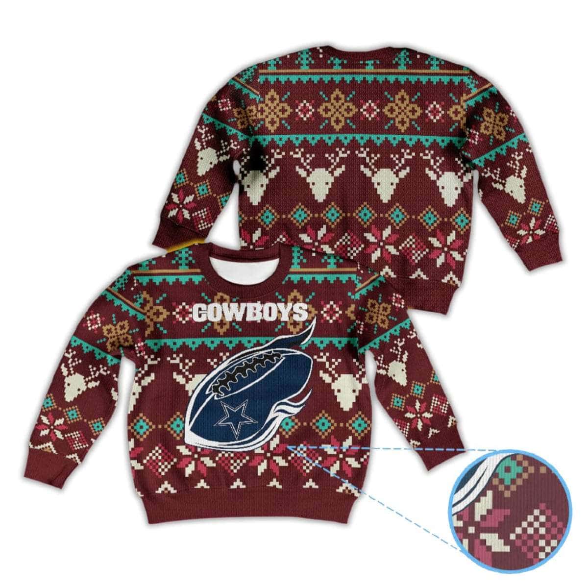 2025 Reindeer Pattern Cowboys Football Logo Ugly Christmas Sweater 2025 Reindeer Pattern Cowboys Football Logo Ugly Christmas Sweater
