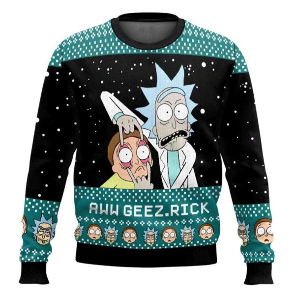 Rick And Morty Aww Geez Rick Ugly Christmas Sweater