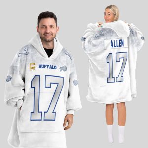 Josh Allen 17 Captain Bills Rivalries Cold Front Blanket Hoodie3