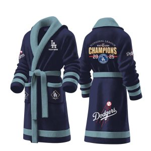 Dodgers NLCS Champions 2025 Fleece Bathrobe 2 Dodgers NLCS Champions 2025 Fleece Bathrobe2