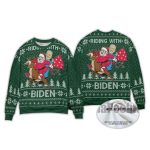 2025 Santa Claus Riding With Joe Biden Ugly Christmas Sweater