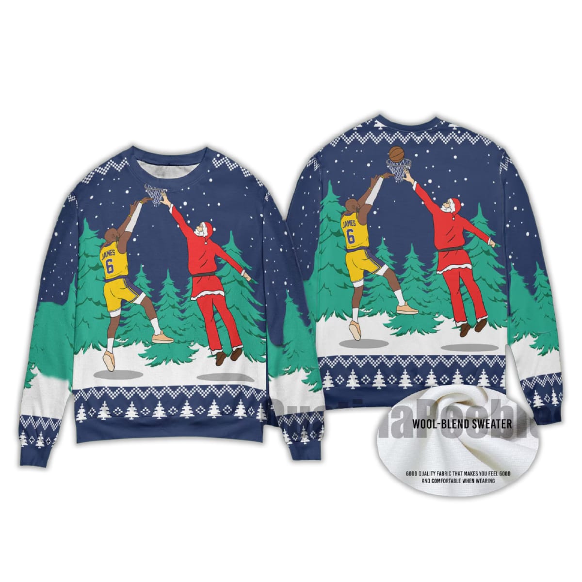 Santa Dunking Lebron James Ugly Christmas Sweater Santa Dunking Lebron James Ugly Christmas Sweater