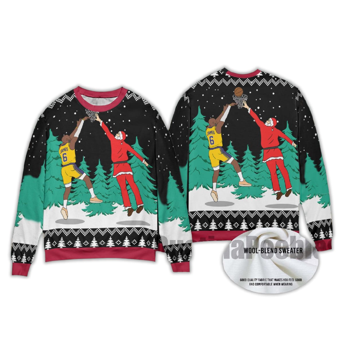 2025 Santa Dunking Lebron James Ugly Christmas Sweater 2025 Santa Dunking Lebron James Ugly Christmas Sweater
