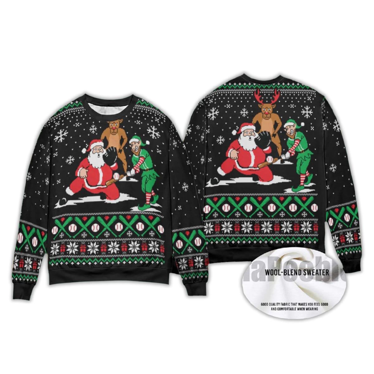 2025 Santa Elf Reindeer Baseball Ugly Chirstmas Sweater 2025 Santa Elf Reindeer Baseball Ugly Chirstmas Sweater