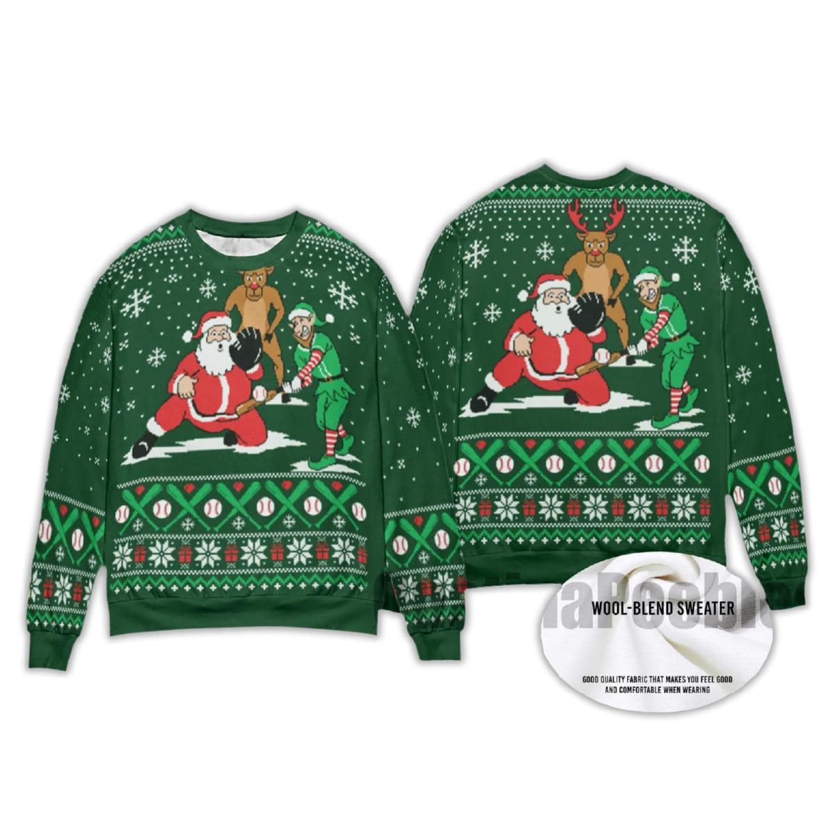 2025 Santa Elf Reindeer Baseball Ugly Chirstmas Sweater 2025 Santa Elf Reindeer Baseball Ugly Chirstmas Sweater