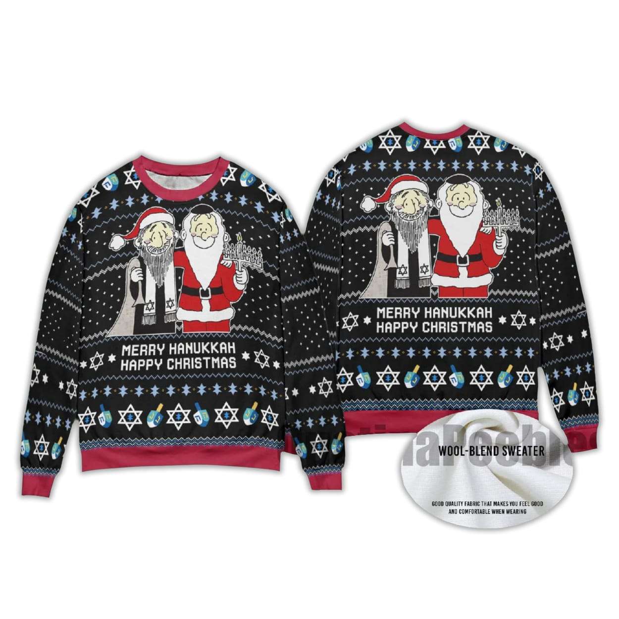 Santa Merry Chrismukkah Ugly Christmas Sweater Santa Merry Chrismukkah Ugly Christmas Sweater