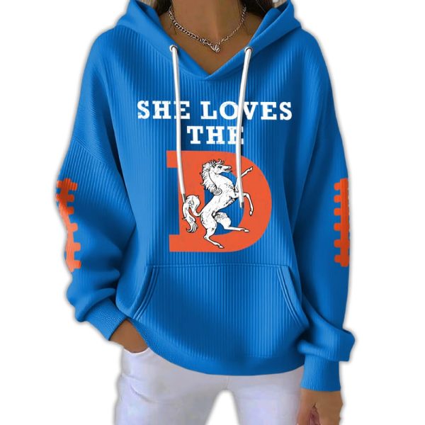 She Loves The Broncos Pit Striped Hoodie