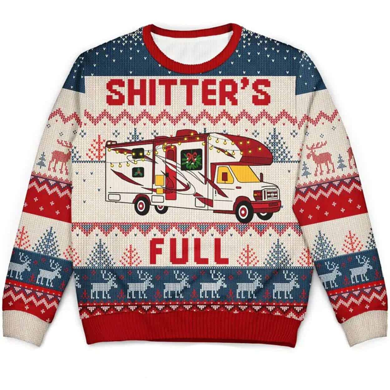 Shitters Full Camping Lover Christmas Ugly Sweater Shitter's Full Camping Lover Christmas Ugly Sweater