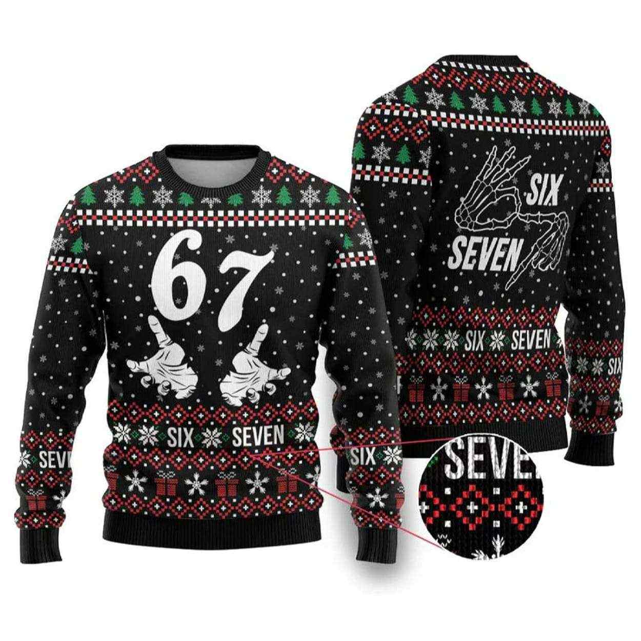 Six Seven Skeleton Hand Christmas Ugly Christmas Sweater Six Seven Skeleton Hand Christmas Ugly Christmas Sweater