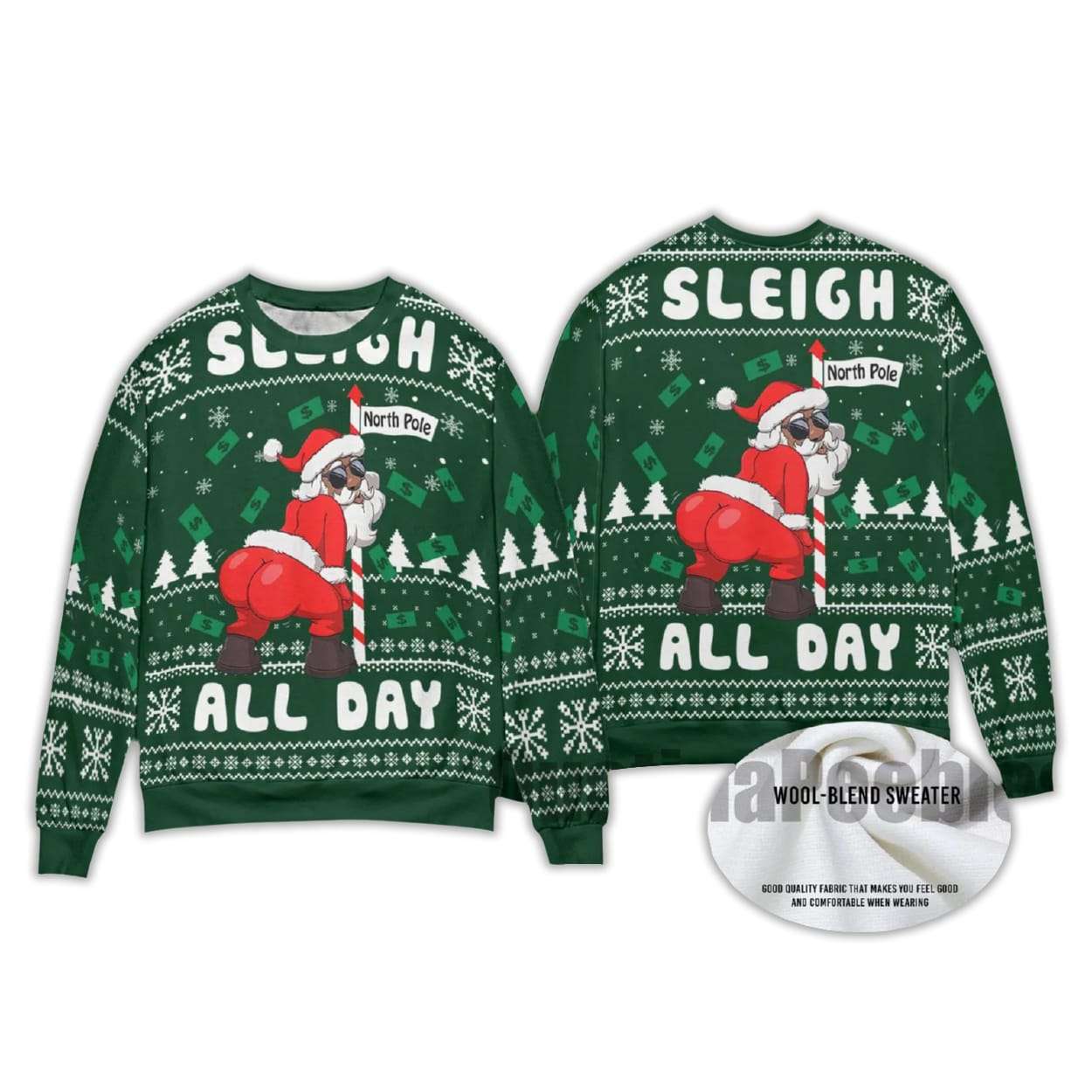 Sleigh All Day Santa Dancing North Pole Ugly Sweater Sleigh All Day Santa Dancing North Pole Ugly Sweater