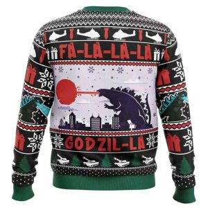 FaLaLaLa Godzil La Godzilla Ugly Christmas Sweater1