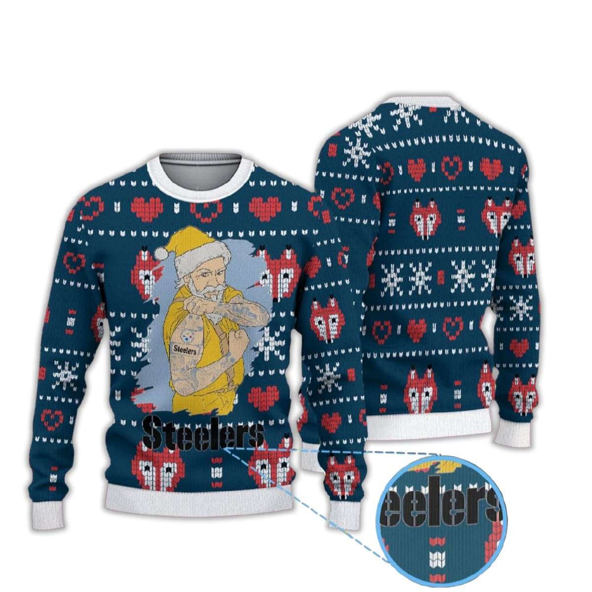 Steelers Santa Tattoo Ugly Christmas Sweater Steelers Santa Tattoo Ugly Christmas Sweater