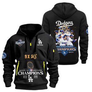 Dodgers 9X World Series Champions 2025 Quarter Zip Hoodie 1 Dodgers 9X World Series Champions 2025 Quarter Zip Hoodie1