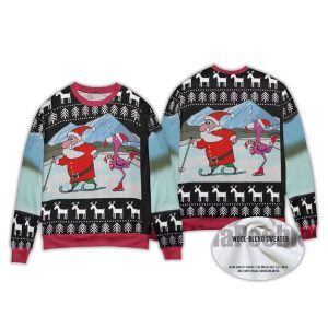 2025 Funny Santa And Flamingo Skating Ugly Christmas Sweater 3 Funny Santa And Flamingo Skating Ugly Christmas Sweater3