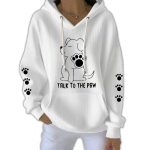 Talking With Paws Funny Puppy Print Pit Striped Sweatshirt