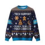 2025 Tech Support Computer Programmer Blue Ugly Christmas Sweater