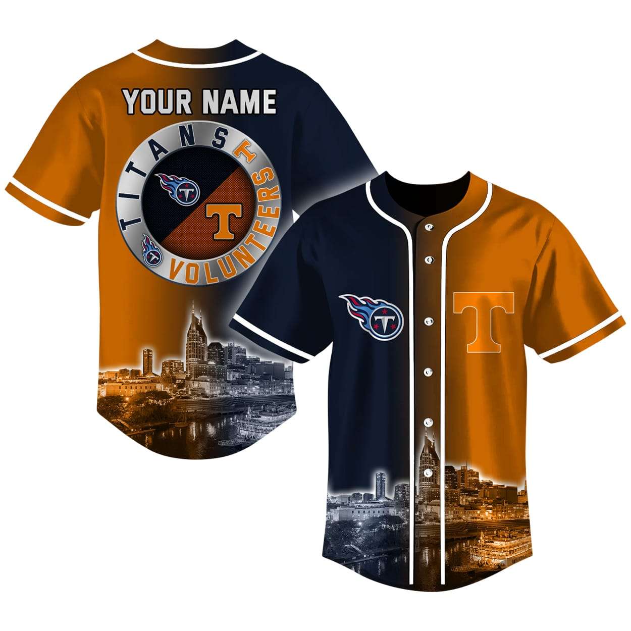 Titans x Volunteers Skyline Baseball Jersey Titans x Volunteers Skyline Baseball Jersey