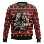 Tony Montana Say Hello To My Little Friend Scarface Ugly Christmas Sweater