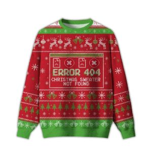 2025 Error 404 Not Found Ugly Christmas Sweater