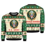 2025 US Army Proudly Served Veterans Ugly Christmas Sweater