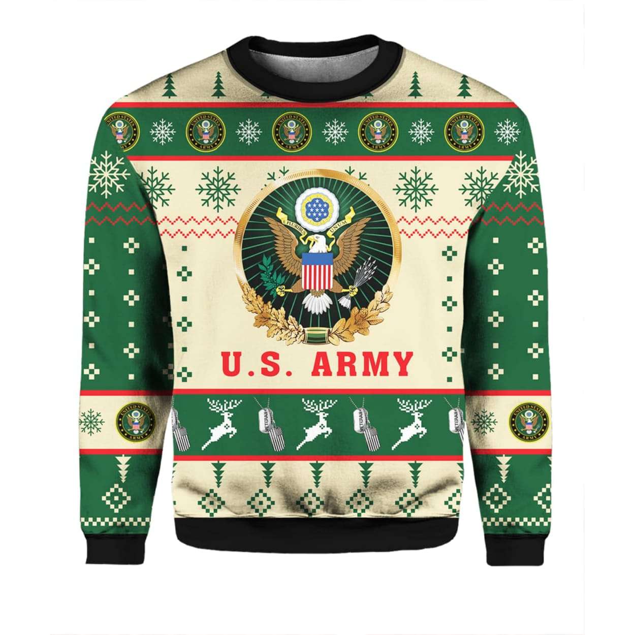 2025 US Army Proudly Served Veterans Ugly Christmas Sweater 2025 US Army Proudly Served Veterans Ugly Christmas Sweater