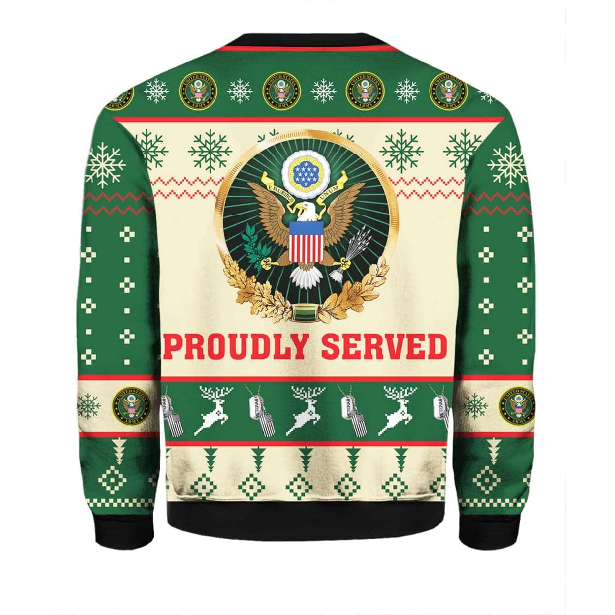 2025 US Army Proudly Served Veterans Ugly Christmas Sweater 2025 US Army Proudly Served Veterans Ugly Christmas Sweater