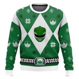 Green Power Rangers Ugly Christmas Sweater