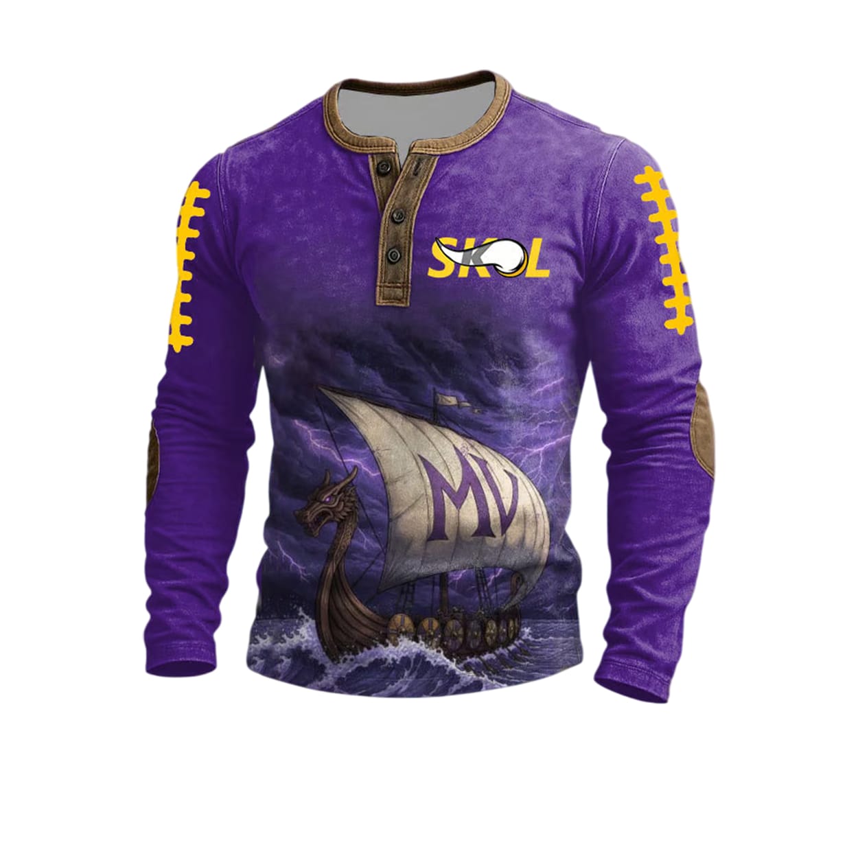 Vikings Ship Football Skol Henley Top Vikings Ship Football Skol Henley Top