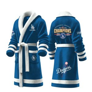 Dodgers NLCS Champions 2025 Fleece Bathrobe