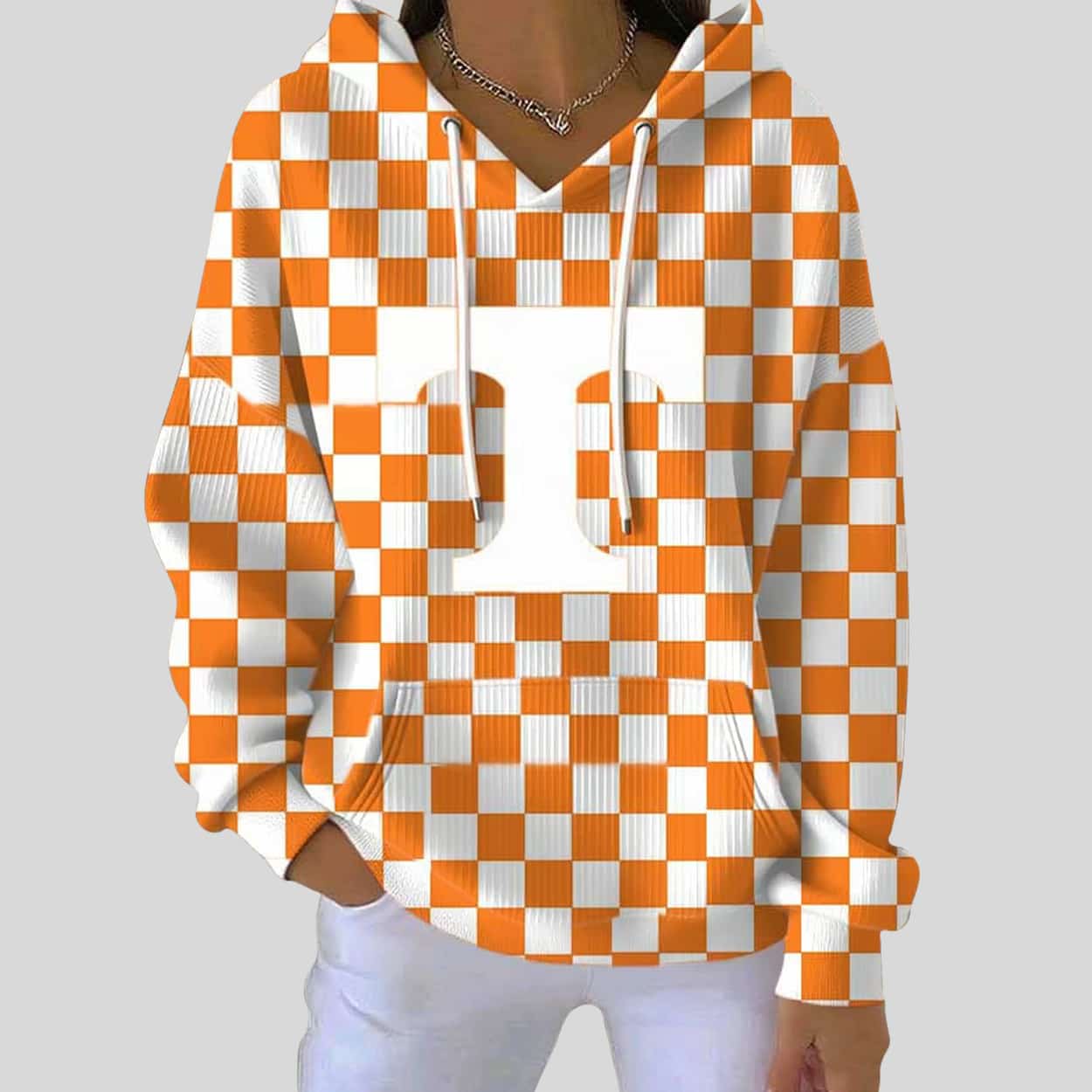 Vols Checkered Christmas Print Casual Sweatshirt Vols Checkered Christmas Print Casual Sweatshirt
