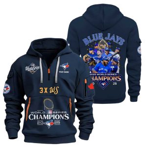 2025 Blue Jays 3X World Series Champs Quarter Zip Hoodie3