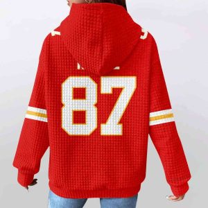 Chiefs Travis Kelce 87 Waffle Hoodie4