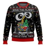 Wall-e Save The Planet Plant A Christmas Tree Ugly Christmas Sweater