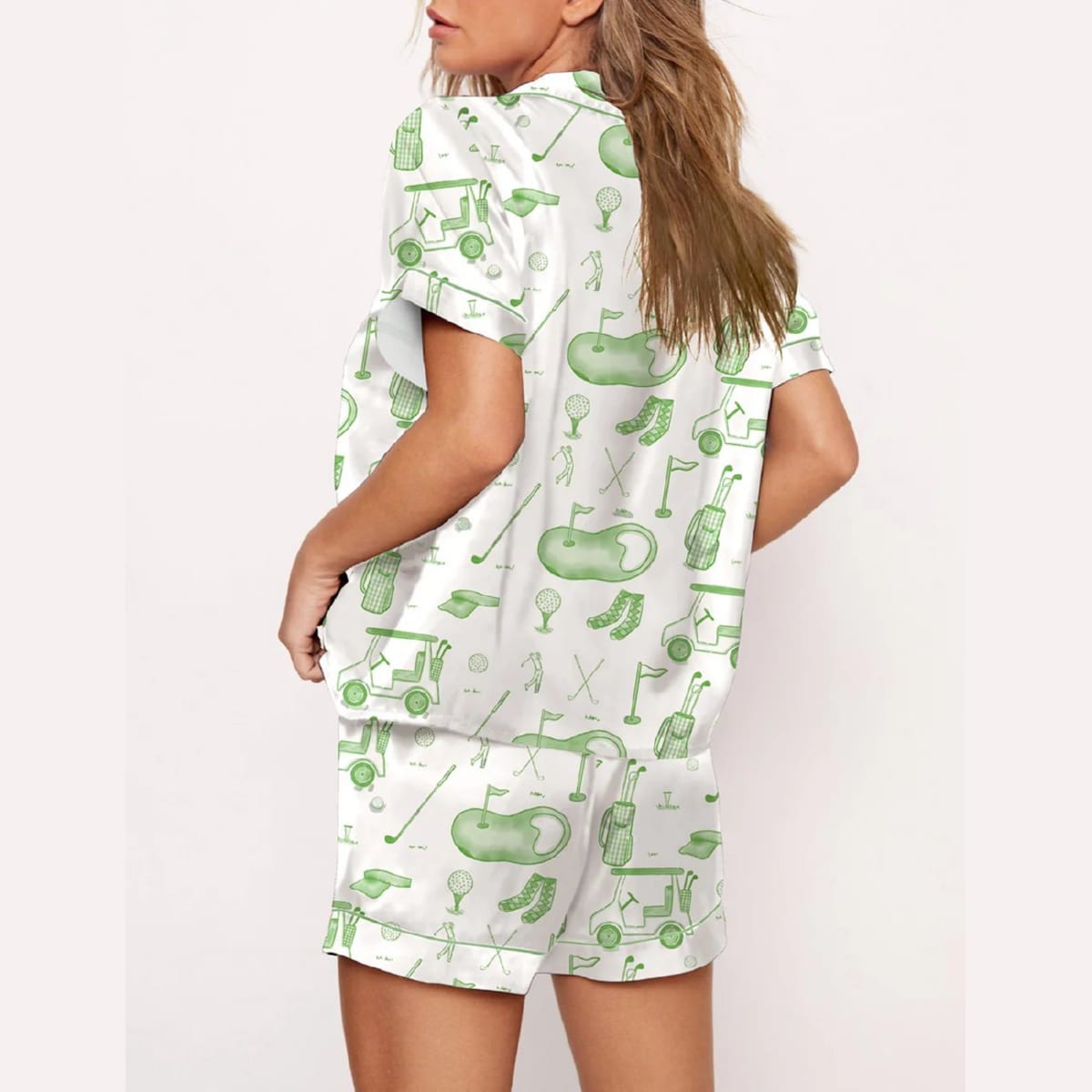 Watercolor Green Golf Toile Pajama Set Watercolor Green Golf Toile Pajama Set