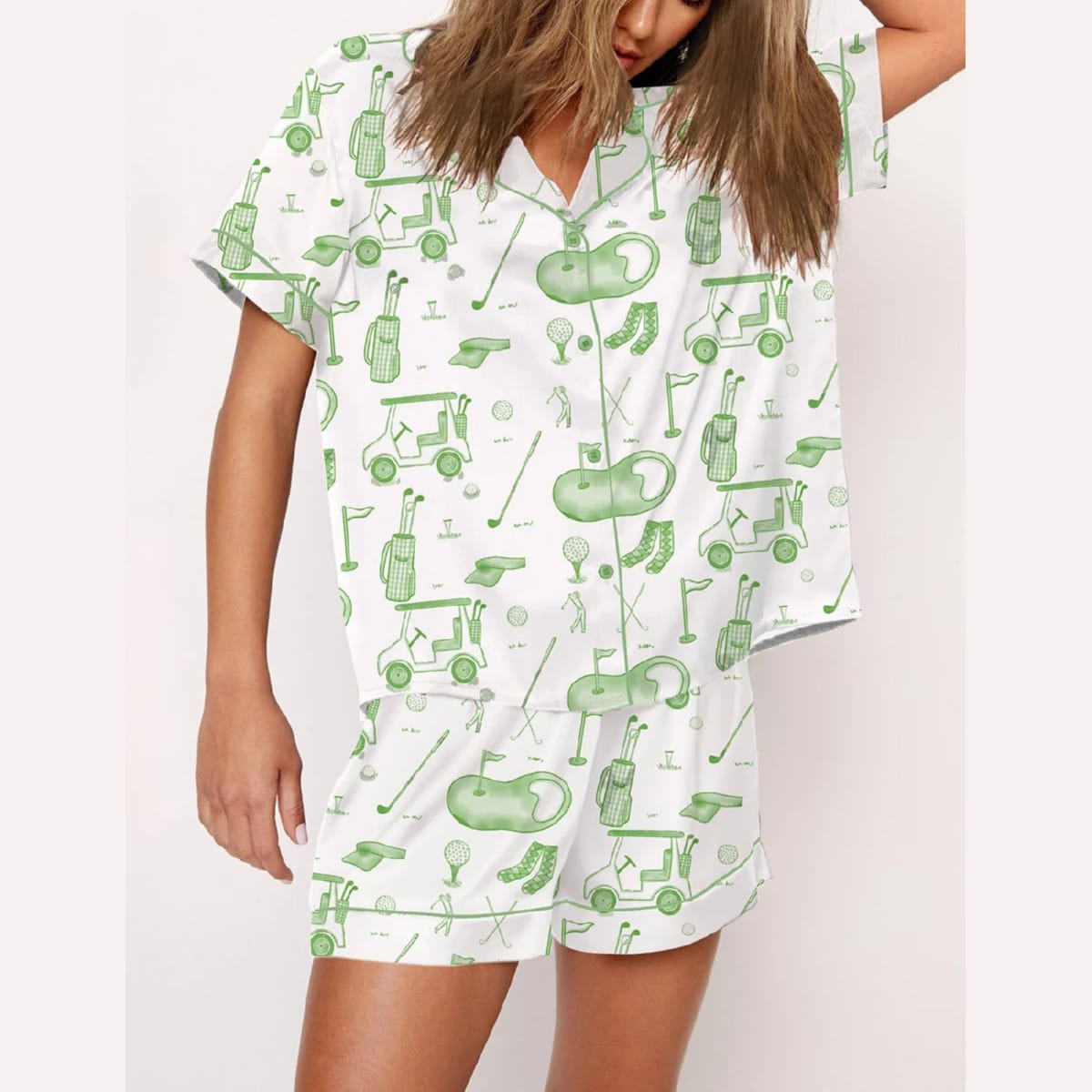 Watercolor Green Golf Toile Pajama Set Watercolor Green Golf Toile Pajama Set