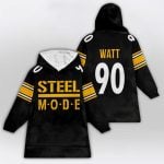 Watt 90 Steel Mode Pittsburgh Football Blanket Hoodie