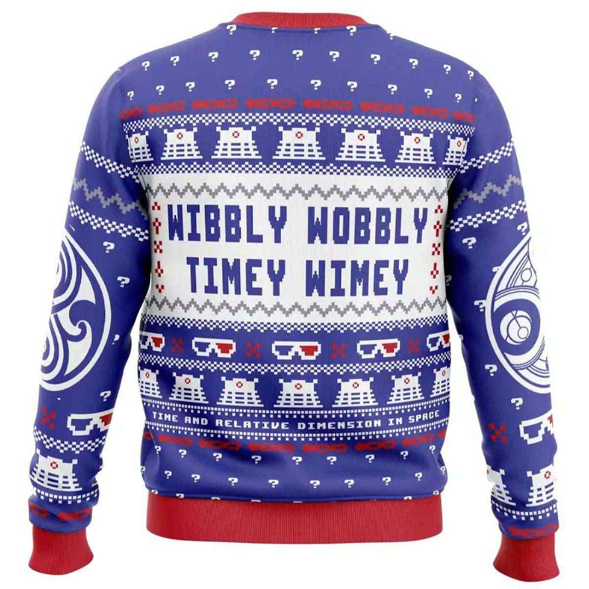 2025 Wibbly Wobbly Doctor Who Ugly Christmas Sweater 2025 Wibbly Wobbly Doctor Who Ugly Christmas Sweater