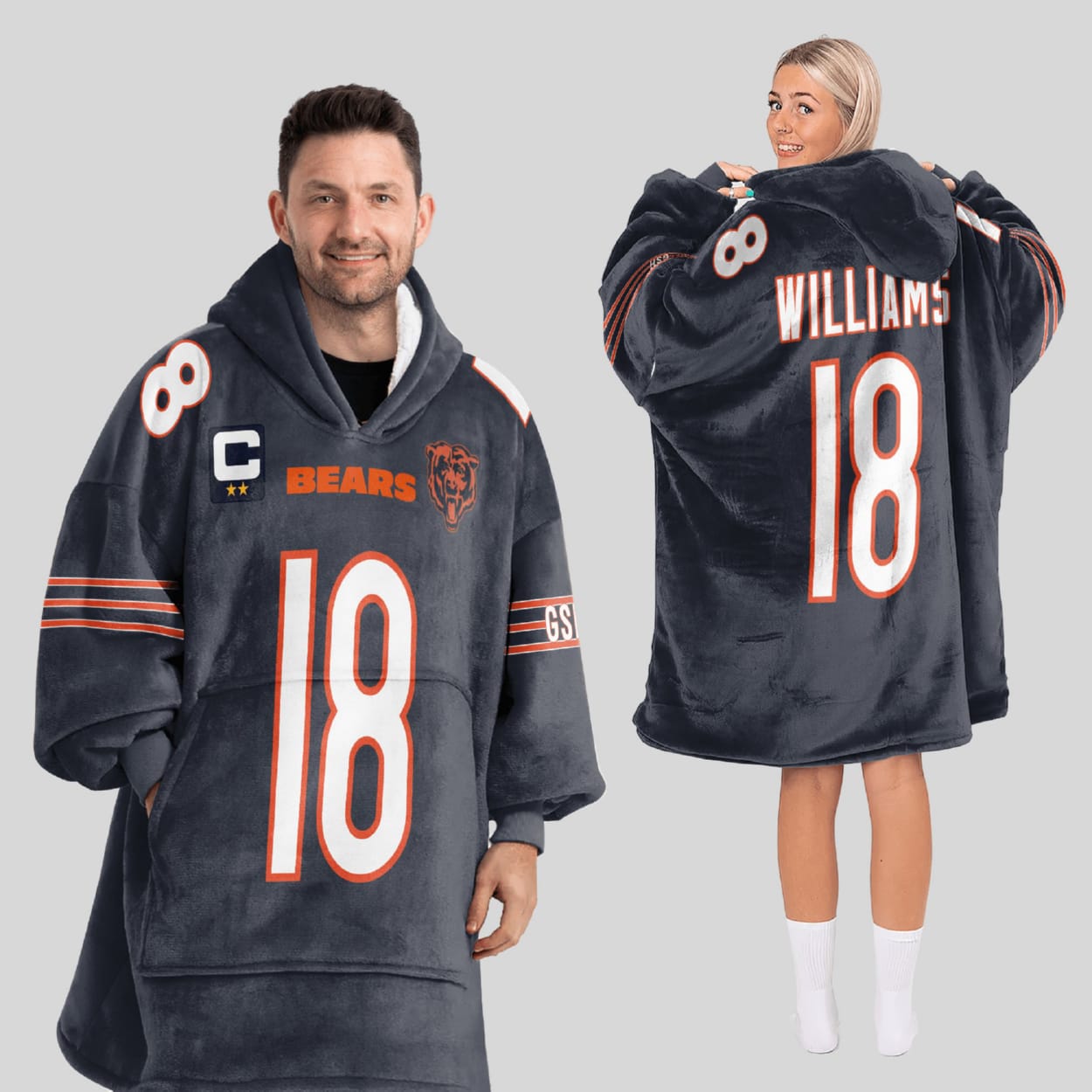 Williams 18 Captain Chicago Football Unisex Blanket Hoodie2 Williams 18 Captain Chicago Football Unisex Blanket Hoodie