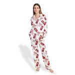 Women's Pink Pepper Drink Coquette Bow Satin Pajama Set