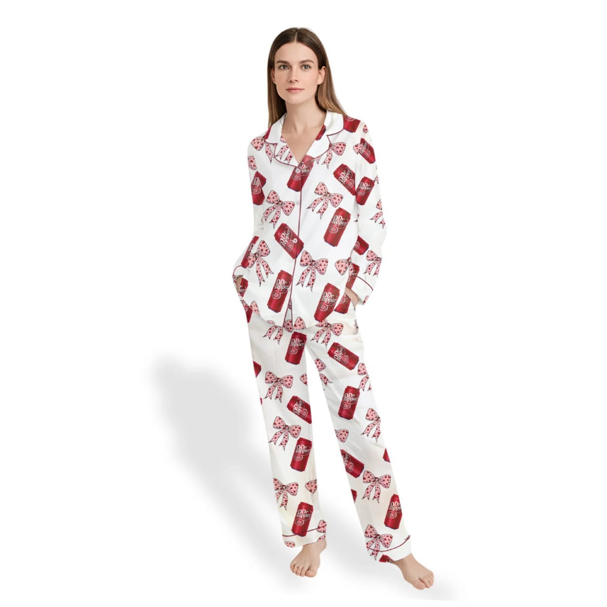 Womens Pink Pepper Drink Coquette Bow Satin Pajama Set 2 Women's Pink Pepper Drink Coquette Bow Satin Pajama Set