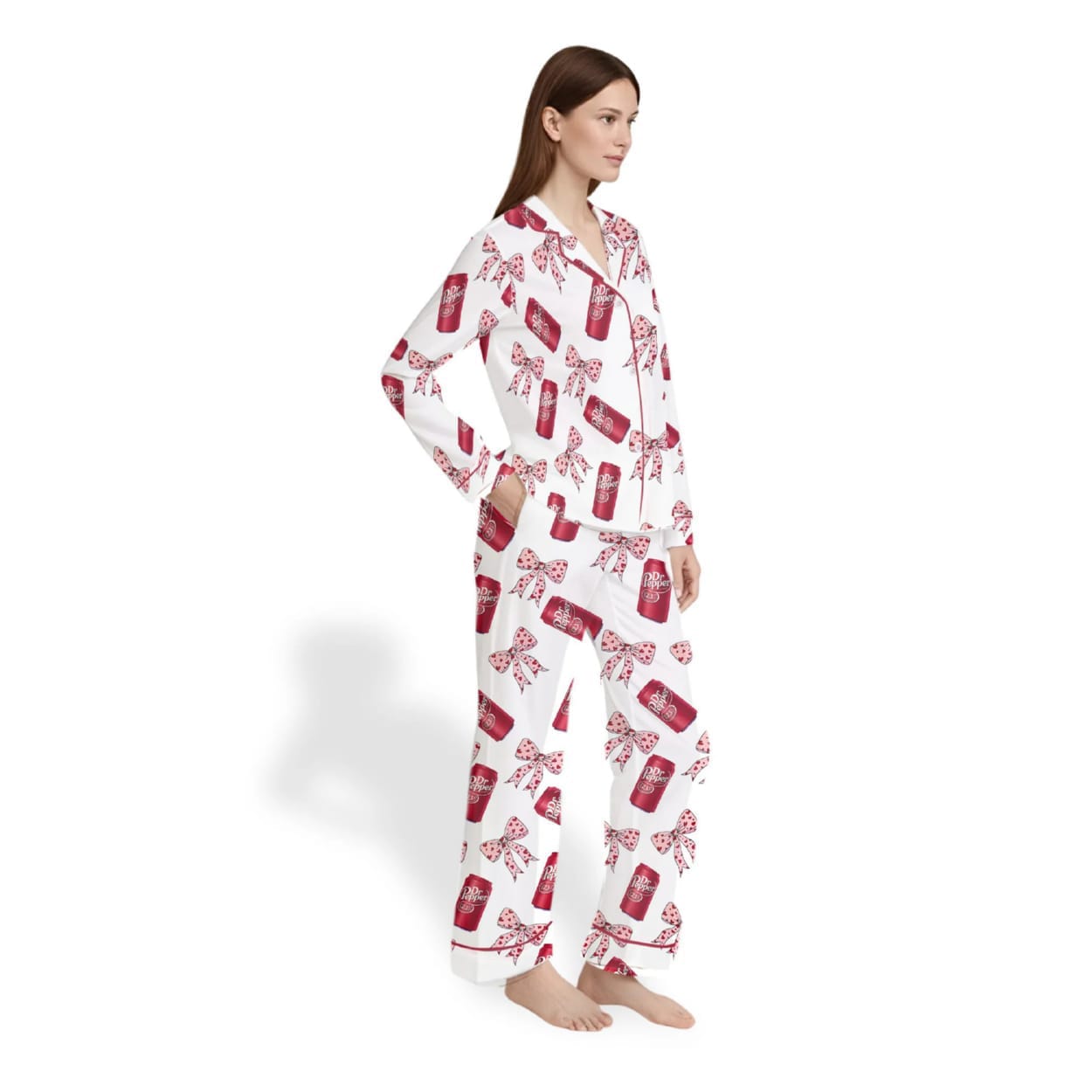 Women’s Pink Pepper Drink Coquette Bow Satin Pajama Set Women’s Pink Pepper Drink Coquette Bow Satin Pajama Set