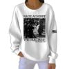 Women’s Portland Frog Protest Rage Against The Machine Ribbed Round-Neck Sweatshirt