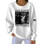 Women's Portland Frog Protest Rage Against The Machine Ribbed Round-Neck Sweatshirt