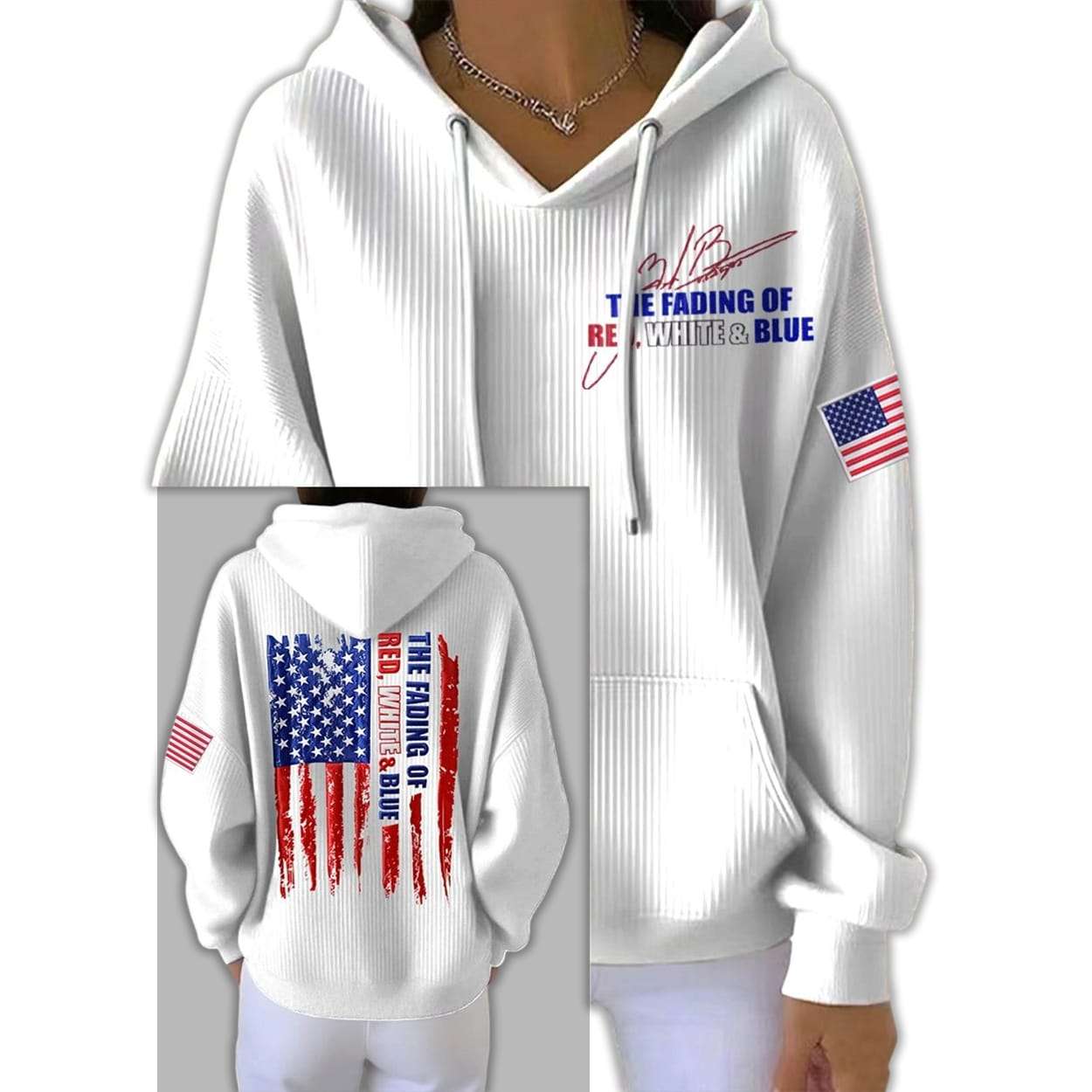Womens The Fading of the Red White and Blue Print Hoodie Women's The Fading of the Red White and Blue Print Hoodie