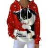 Women’s Vintage Christmas Cat Print Casual Sweatshirt