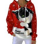 Women's Vintage Christmas Cat Print Casual Sweatshirt