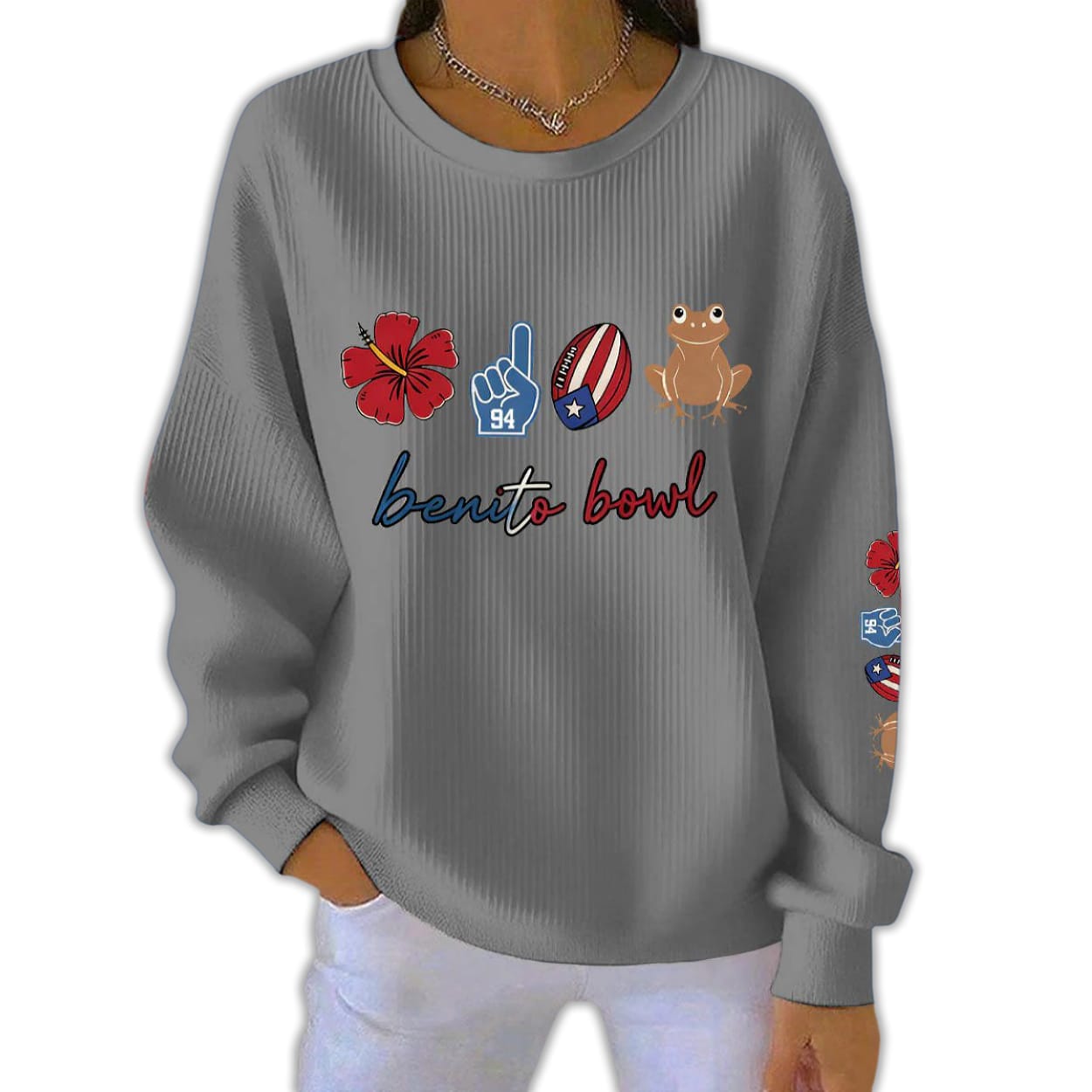 Women’s benito bowl Ribbed Round-Neck Sweatshirt Women’s benito bowl Ribbed Round-Neck Sweatshirt